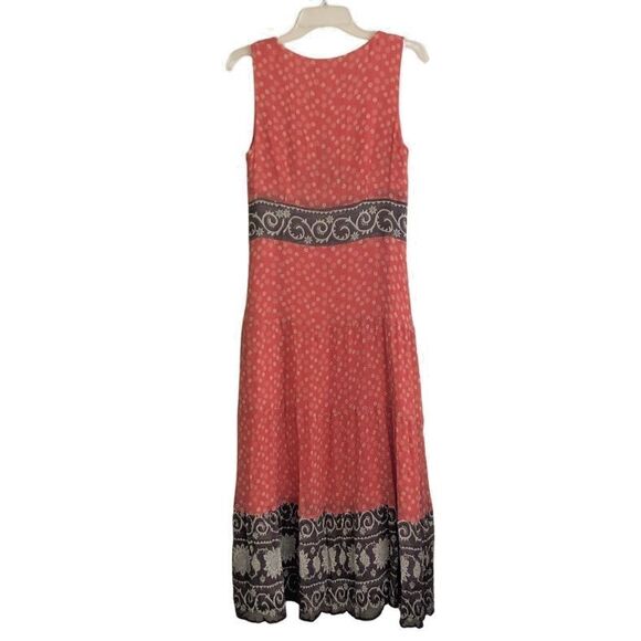 Charter Club Silk Maxi Dress Womens Sz 10 Salmon Brown Boho Tiered V-neck Lined - Picture 8 of 16